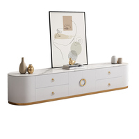 Support de télévision et table basse en bois marbré de luxe moderne haut de gamme pour l'intérieur Console de salon Design de meubles flottants