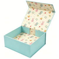 Boîte cadeau pliable personnalisée, imprimée avec un dessin animé mignon, bleu clair, boîte d'emballage rigide en papier pliable magnétique pour les jouets et les vêtements de bébé