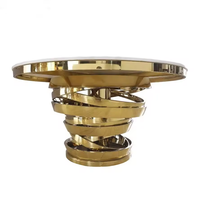 Table ronde en acier inoxydable de style moderne et luxueux