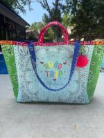 Sac à main matelassé imprimé Paisley brodé, sac à bandoulière multi-poches avec pochette assortie, couleurs variées