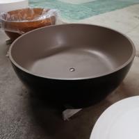 Baignoire autoportante ronde en surface solide pour deux personnes, fabriquée en Chine, taille personnalisée, en résine de pierre artificielle
