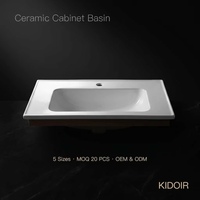 Lavabo de Cerámica Integrado Kidoir con Curva Suave, Lavabo de Encimera Blanco para Baño, Venta al por Mayor OEM para Pedidos a Granel