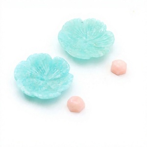 Piedras Preciosas de Aguamarina Natural Talladas en Forma de Flor con Centro Rosa, 29.5x30mm, 55 CT, Piedras Sueltas para Joyería de Jaura Jewels - Product Image 2