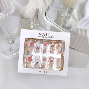 Uñas Postizas de Lujo al por Mayor, de ABS, con Diseño de Mariposa, Forma Ataúd Mediana, Bailarina, Hechas a Mano, Rosas, para Decoración de Bodas - Product Image 2
