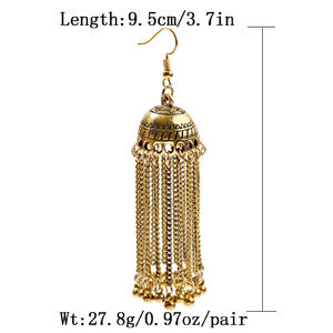 ต่างหูสไตล์วินเทจสำหรับผู้หญิง,ตุ้มหูยิปซีสไตล์อินเดียสีเงินสไตล์วินเทจเครื่องประดับสไตล์โบโฮตุ้มหูทรงกลมกระดิ่งแบบย้อนยุคต่างหู Jhumka สำหรับผู้หญิง - Product Image 6