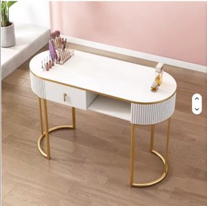 Table de manucure au design moderne, résistante à l'acétone, avec structure métallique, pour salon de beauté et rangement d'accessoires - Product Image 2