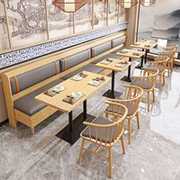 Ensemble de mobilier de restaurant moderne et minimaliste en bois massif avec structure métallique rectangulaire pour usage commercial – Idéal pour la restauration rapide, les salons de thé et les cafés.