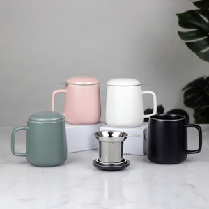 Taza de té de cerámica de 600ml y 20oz, tazón de té de cerámica de alta potencia con tapa e infusor para uso en la Oficina y el hogar, regalo de amor - Product Image 6