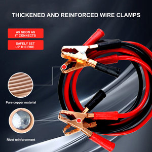 Heavy Duty 1/0 AWG Pure Copper Jumper <b>Cables</b>, 1-5M Car <b>Battery</b> Booster <b>Cables</b> with Alligator Clips for 12V/24V Emergency Start - Product Image 2