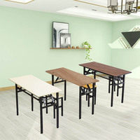 Vente en gros bureau bois moderne salle à manger pour réunion restauration Banquet Pique-nique restaurant extérieur tables d'école rectangulaires en bois pliantes
