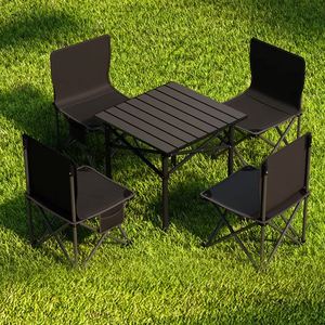 Ensemble table et chaise pliantes multifonctionnelles d'extérieur, chaise longue portable avec dossier, utilisation en salle de sport, télescopique rétractable - Product Image 2
