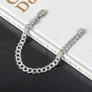 マンヒップホップジュエリー925スターリングシルバーロジウムメッキ6mm/7mm/8mmチェーンキューバチェーンブレスレット - Product Image 3