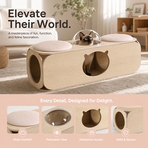 Pouf in compensato per animali domestici e persone con ingresso nascosto per gatti, panca porta scarpe, sgabello per fondo letto, poggiapiedi da soggiorno, mobile ecologico per animali domestici OEM - Product Image 4