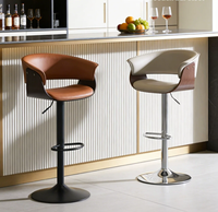 Chaise de bar moderne réglable avec siège en cuir PU, dossier incurvé, pivotante, pour bar à domicile et salle à manger