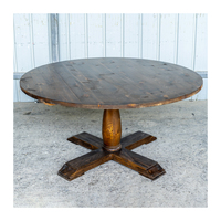 Table ronde en bois rustique de style farmhouse pour hall d'hôtel et réceptions en plein air, tables de banquet robustes et démontables