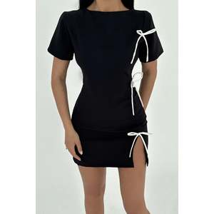 Robe de cocktail noire à nouer - Product Image 2