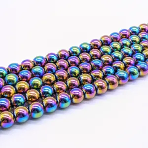 Nice Plated Natural Tier-5A Electro Plated AB Color Rainbow Hematite Beads