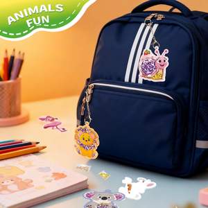 Kit de loisirs créatifs DIY pour enfants, très populaire, pour la création de porte-clés animaux à paillettes, idéal pour les activités artistiques et les voyages - Product Image 3
