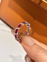 18K Weißgold Labor-gezüchteter Rubin-Diamant-Ring, ovaler roter Edelstein, gedrehter Brautschmuck für Frauen, Geschenk, Hochzeit, nur hohe Qualität.