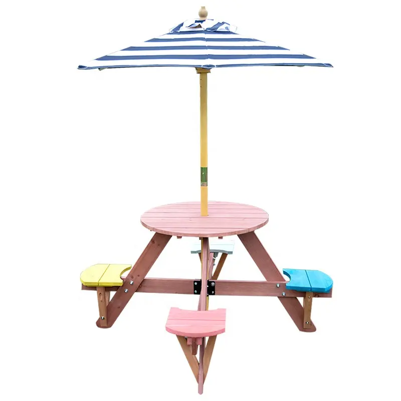 HE-1305, ensemble de table et de parapluie d'extérieur pour enfants de haute qualité, ensemble de table de banc de chaise de jardin pour enfants avec parapluie pour enfants