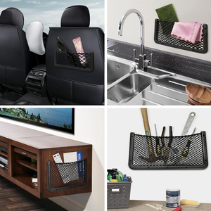 2 Stück ABS Schwarzer Auto-Rücksitz-Organizer mit 12+ Fächern Netz-Aufbewahrungstasche Doppelseitiges Klebeband für Automobilgebrauch - Product Image 3