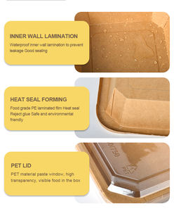 Özel baskı logosu salata çin gıda restoran yeni tasarım Kraft kağıt sekizgen kağıt kapaklı kutu - Product Image 5