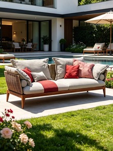 Ensemble d'extérieur moderne de luxe en rotin PE avec structure en corde et tissu imperméable pour villa, hôtel, jardin, plage et patio - Product Image 3