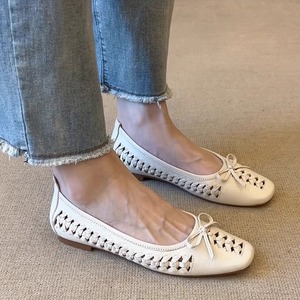 Zapatos planos franceses de cuero genuino suave para mujer, con punta cuadrada, transpirables, con suela suave, para verano, para uso diario - Product Image 3