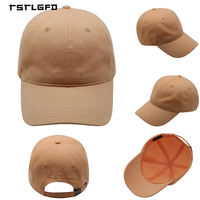 Gorra de Béisbol de 6 Paneles con Logotipo Personalizado, Gorra de Sarga de Algodón al por Mayor con Forro Naranja en Contraste, Fabricante