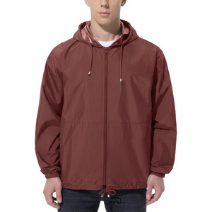 Concevez votre propre veste coupe-vent unisexe rouge légère, imperméable, rembourrage en fibre de polyester 100%, vêtements d'hiver décontractés, logo personnalisé - Product Image 5