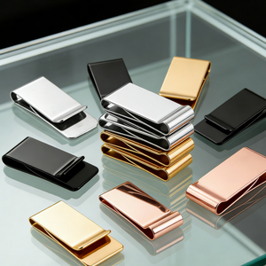 Pince à billets gravée sur mesure usinée CNC - Certifiée ISO9001 pour accessoires masculins en acier inoxydable/laiton estampé noir/or rose - Product Image 1