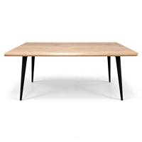 Table à manger rectangulaire en MDF, aspect bois massif, pieds en métal, fabrication chinoise, commande en conteneur disponible en gros