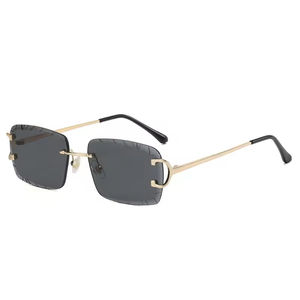 Lunettes de soleil classiques sans monture <span class=keywords><strong>Cartier</strong></span> 2026 pour femmes et hommes, coupe diamant, inspirées de l'Italie, de luxe, protection UV 400 - Product Image 3