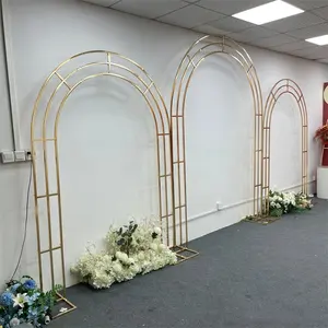 Hot selling wedding props iron screen wedding stage layout gold metal arch welcome area decoration background frame