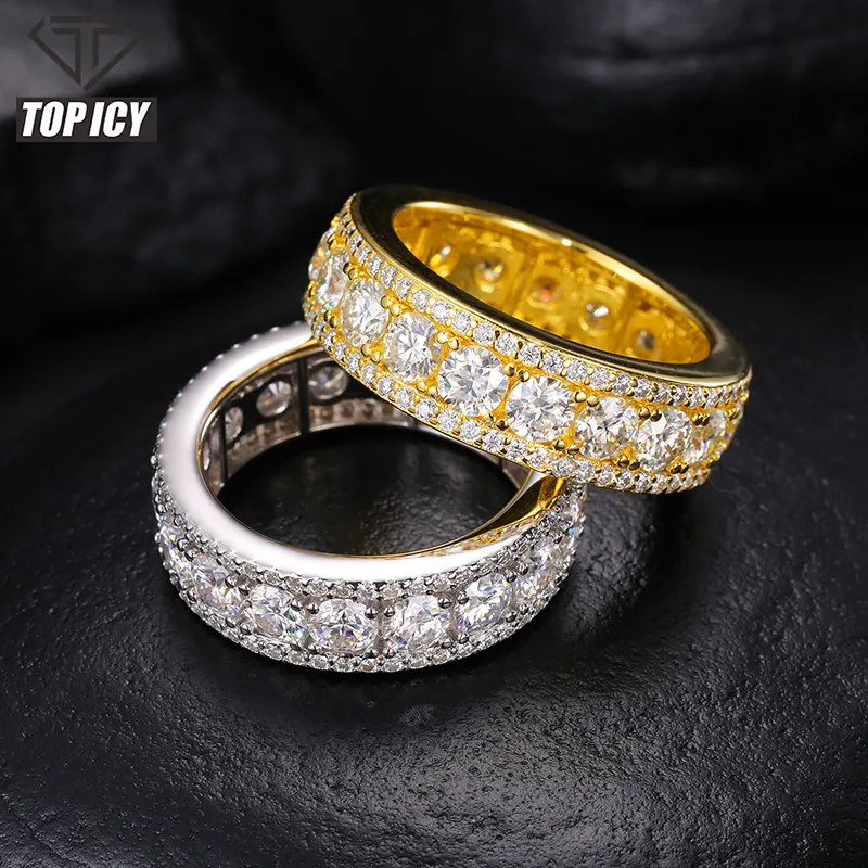 Топ ледяной, хорошее ювелирное изделие, кольцо на свадьбу, помолвку 925 стерлингового серебра VVS D цвет синтетический бриллиант мужчины 18K золотые кольца и пояса вечности