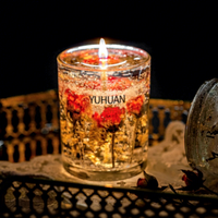 Getrocknete Blumen Gelee Duftkerze im Glasbecher Natürliche Ätherische Öl Aromakerze für Weihnachten Schlafzimmer Tisch Heimdekoration