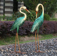 Statuettes de jardin en métal, 6 pièces, 2 Sculptures d'art pour pelouse, Patio, décoration d'arrière-cour