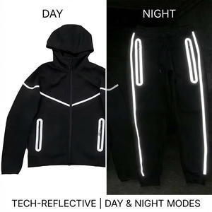 Tuta Sportiva Personalizzata di Lusso in Cotone Pesante e Pile Tecnico, Set Riflettente con Lavaggio Acido per Designer di Streetwear, Tuta da Uomo - Product Image 5
