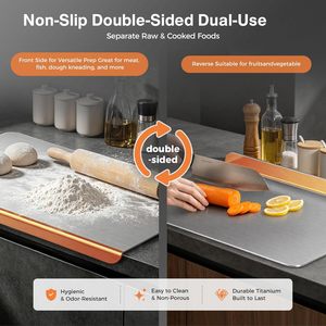 Tabla de cortar en forma de L de acero inoxidable con borde para encimera, tapete antideslizante de doble cara para cortar, amasar y hornear en la cocina - Product Image 6