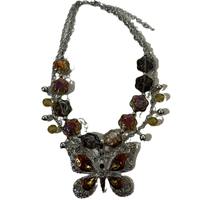 Kalung Bunga Kupu-kupu Vintage Heavy-duty untuk Wanita, Gaya Punk Keren dan Unik, Kalung Tulang Selangka Mewah, Trendi, Unik, dari Paduan Bambu