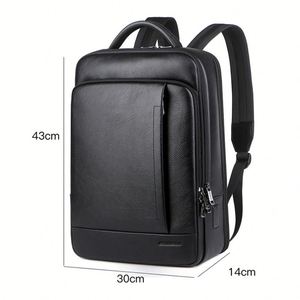 Nouveau design de sac à dos intelligent en cuir véritable de luxe pour homme, sac à dos imperméable avec port USB, sac à dos pour ordinateur portable, sac à dos scolaire - Product Image 3