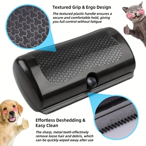 Brosse portable en plastique pour l'élimination des poils d'animaux, outil de toilettage anti-chute avec logo personnalisé pour chat, chien, cheval - Product Image 2