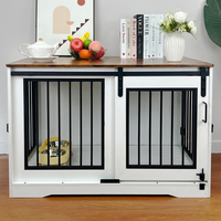 Meuble pour chien style porte de grange, en bois, avec porte coulissante, pour chiens de taille moyenne à grande, pour salon intérieur