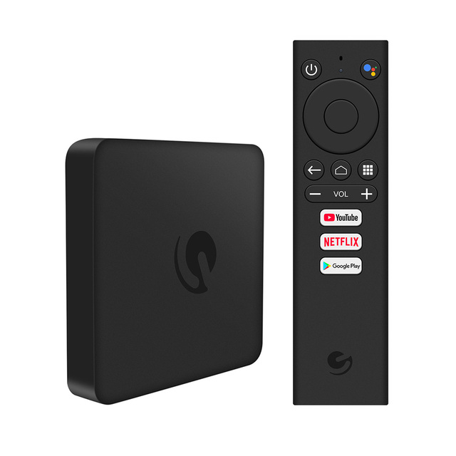 Factory New Design 4K HD Ematic Android Tv Box google Certified with Google Assistant Voice Remote Control
