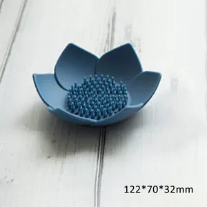 Boîte à savon en forme de Lotus, antidérapante, Portable, en Silicone, pour égoutter le savon, accessoires de salle de bains, 1 pièce - Product Image 5