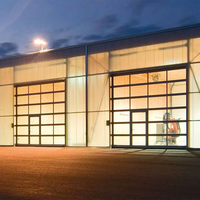 Porte de garage transparente en alliage d'aluminium avec effet miroir, verre transparent pour intérieur commercial