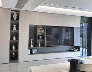 2025 Offre Spéciale de Style moderne lumière de luxe en bois massif meuble TV stockage de fond de mur complet meubles de salon intégrés - Product Image 3