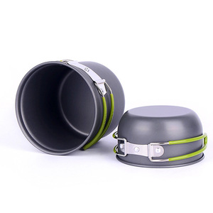 Ensemble de cuisine pliable portable 1-2L, antiadhésif, pliable, pour le camping en plein air, avec poignées vertes - Product Image 3