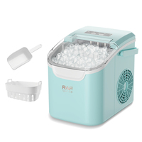 Máquina de Hielo RAF R.0314 de 95 a 120W, Cesta de 0.8L, Tamaño de Hielo Ajustable, Autolimpieza, Alertas de Escasez de Agua y Hielo Lleno, para Uso Doméstico y Bebidas