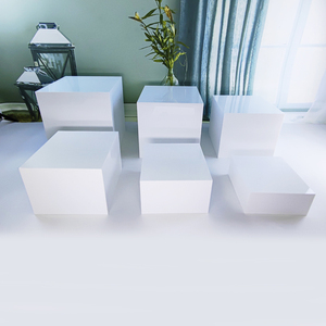 Set of 6pcs White Buffet Stand Acrylic <strong>Table</strong> <strong>Riser</strong> Cube Display Nesting <strong>Risers</strong> Lucite Square Food Dessert Stand - Product Image 6